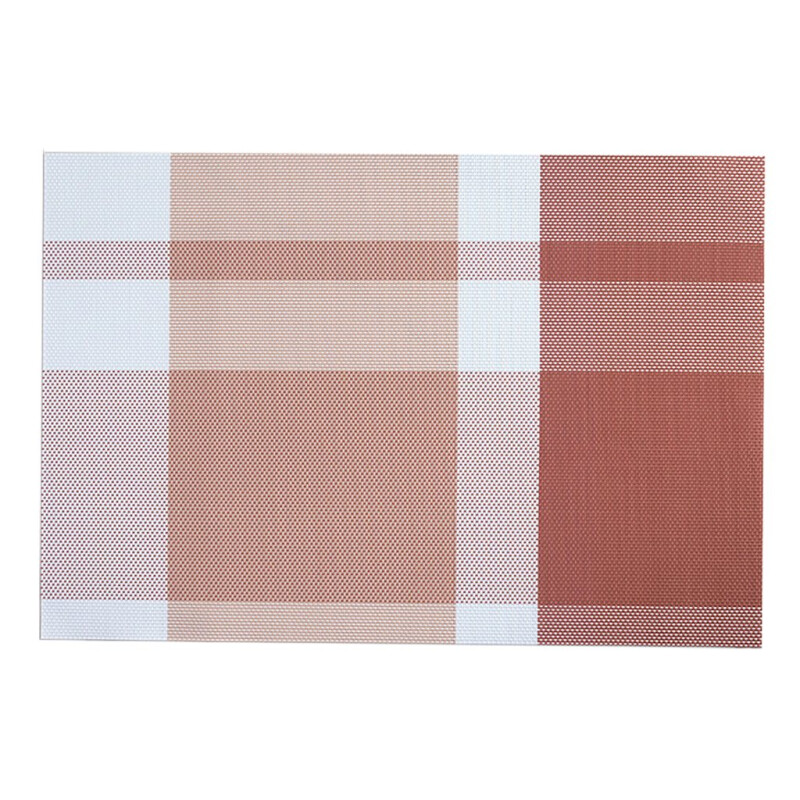 Individual PVC 45x30cm Cuadros Rojo