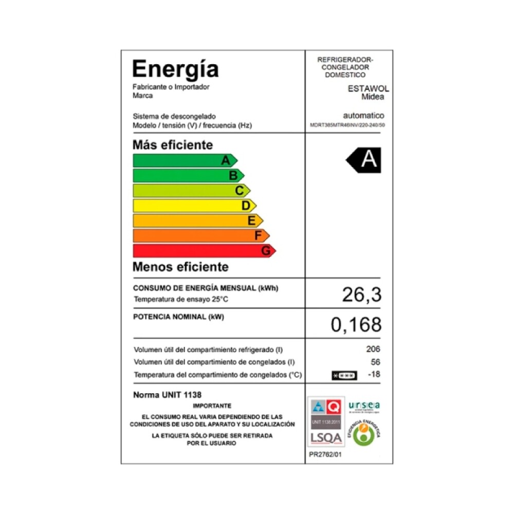 Refrigerador Midea M300 SIN DISP. INV acero inoxidable