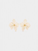 Pendientes Flor Con Esmalte beige