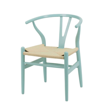 Silla Wishbone Madera de Haya y Rattan Natural Celeste