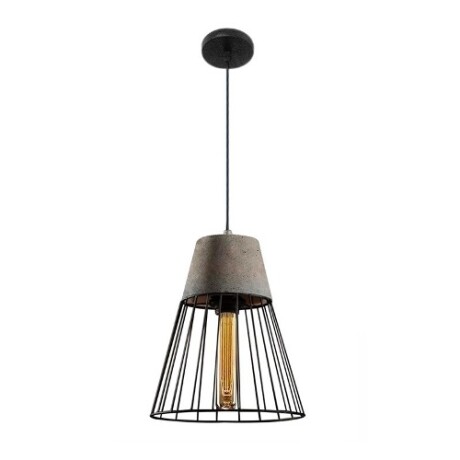 Colgante Jaula negra y cemento natural 26*29cm Colgante Jaula negra y cemento natural 26*29cm