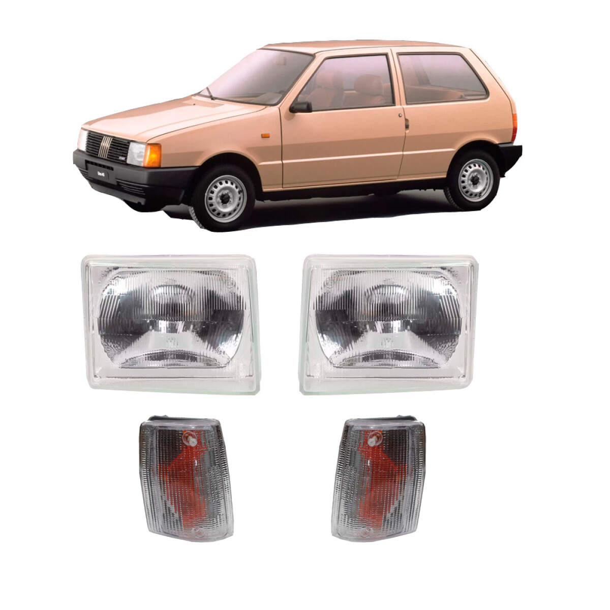 SEMIOPTICAS COMBO KIT SEMIOPTICAS SEÑALEROS FIAT UNO HASTA 91 