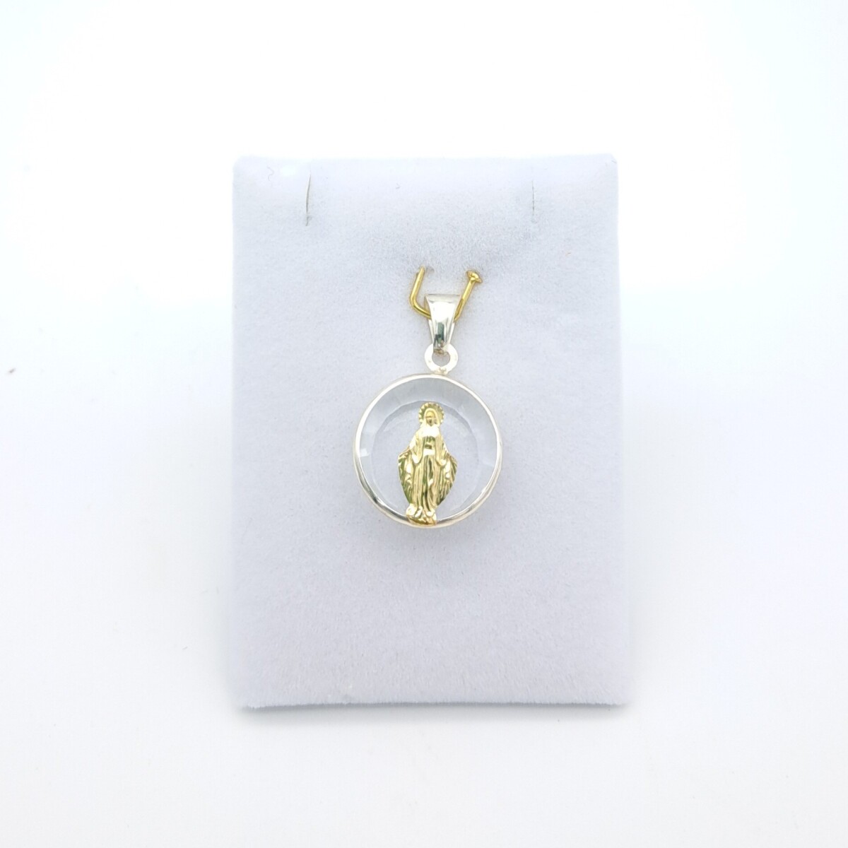 Medalla religiosa de plata 925, double en oro 18 ktes y cristal, MILAGROSA. 