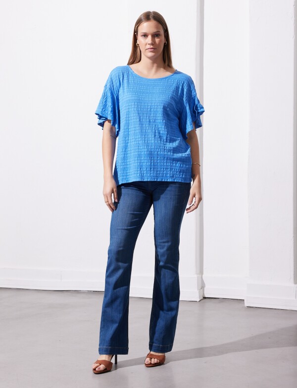 Blusa Punto Smocked AZUL