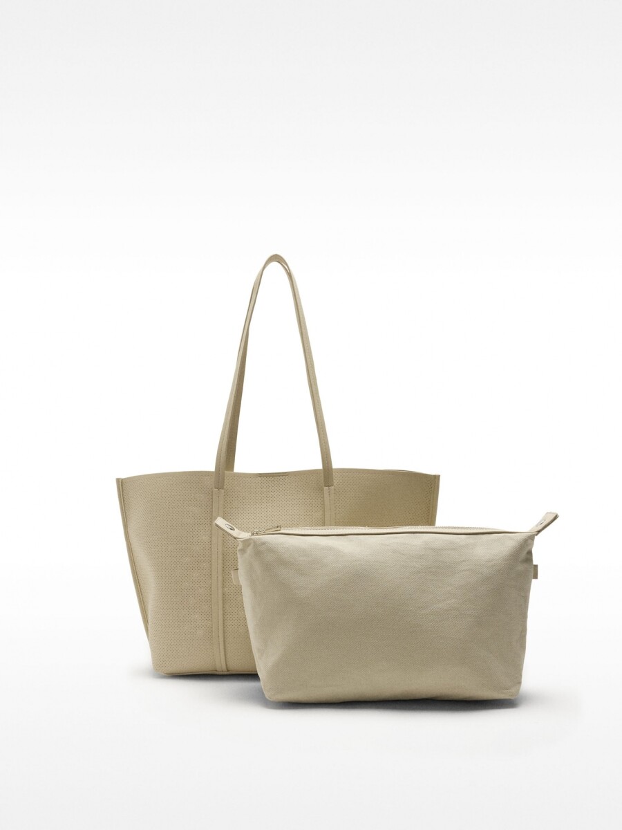 Bolso Shopper Perforado Con Bolso Extraíble crudo