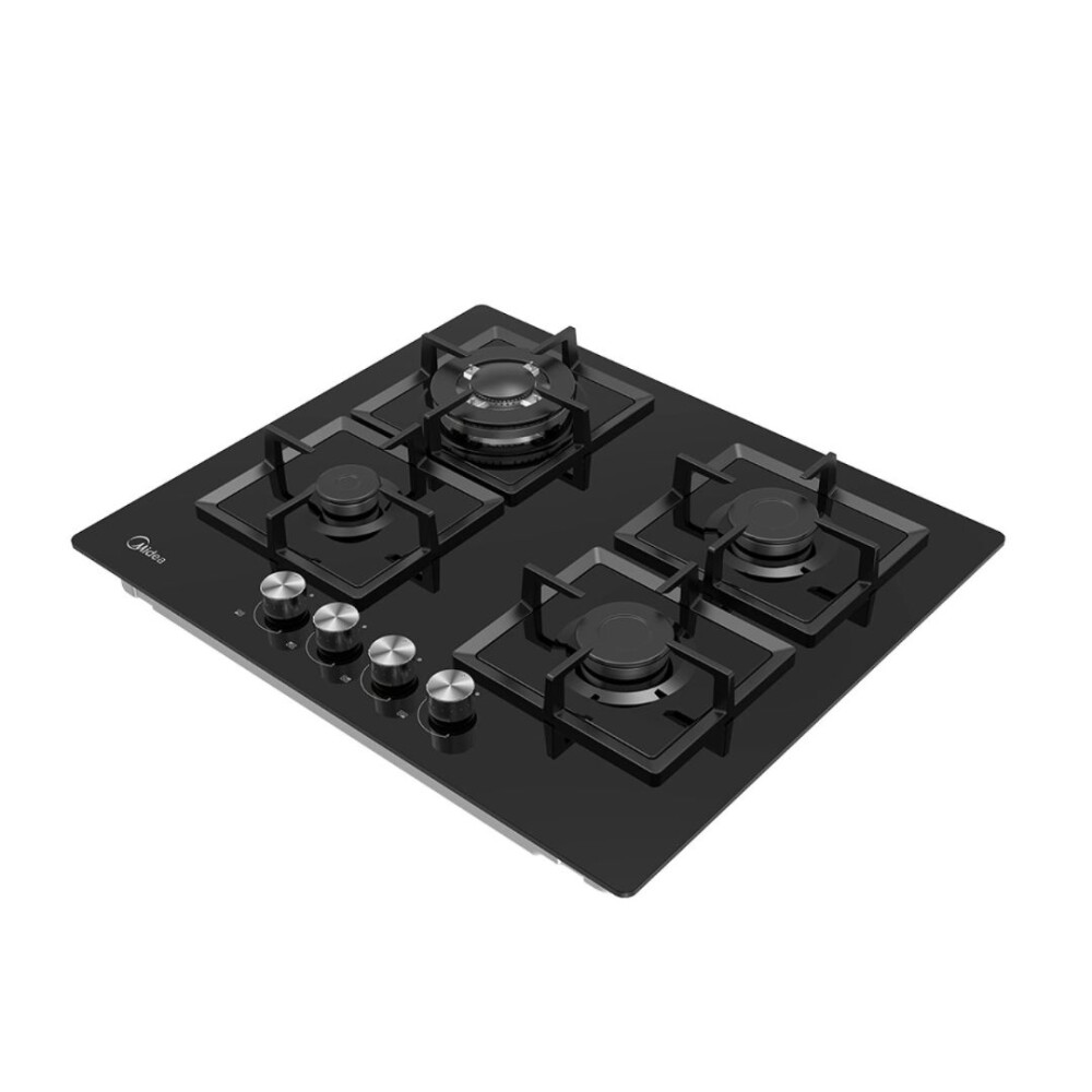 Anafe a Gas de Vidrio Negro - 4 hornallas - Modelo MG60GK007AH1B - Midea Anafe a Gas de Vidrio Negro - 4 hornallas - Modelo MG60GK007AH1B - Midea
