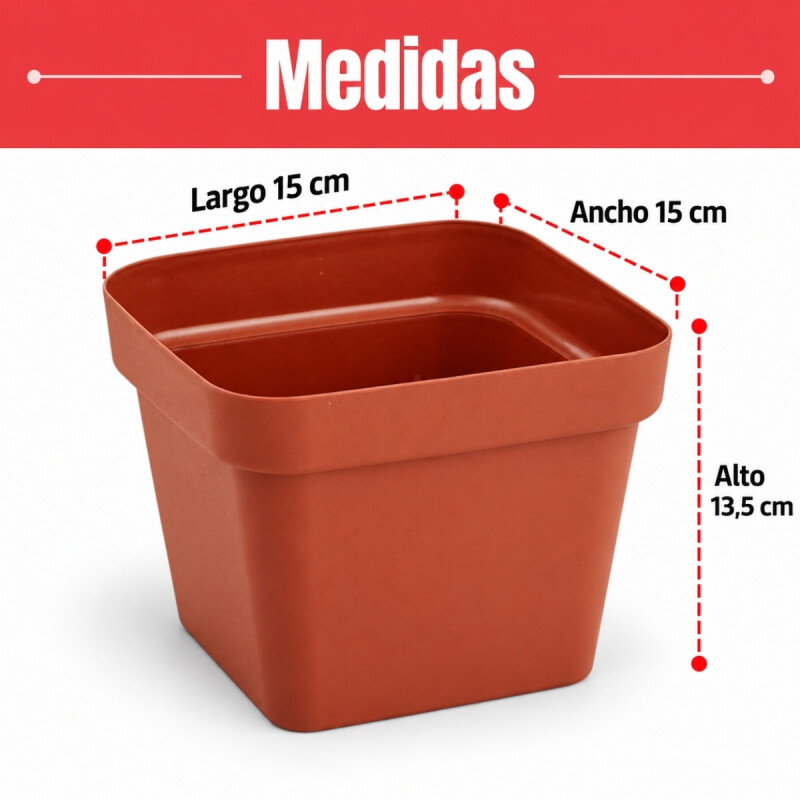 Maceta cuadrada 1,9 lts TERRACOTA