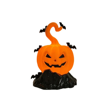 Calabaza decorativa con luz led y murciélagos Naranja