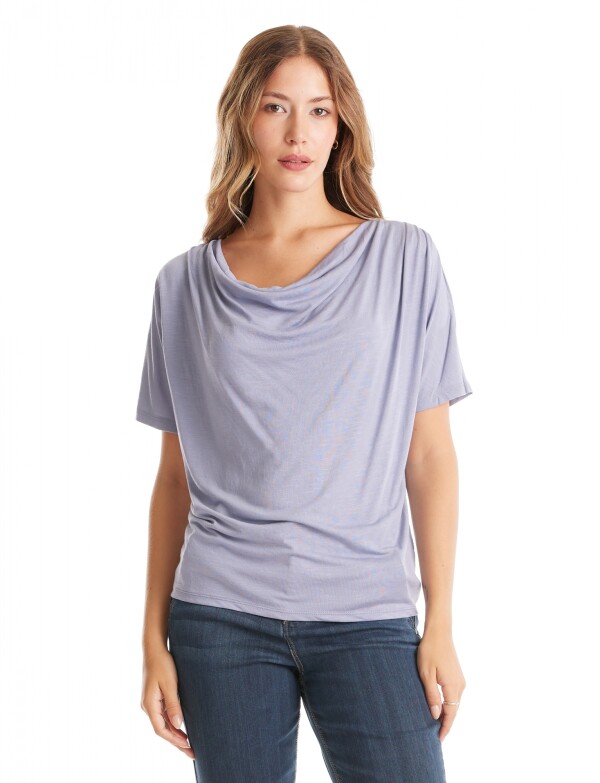Remera Cuello Volcado CELESTE