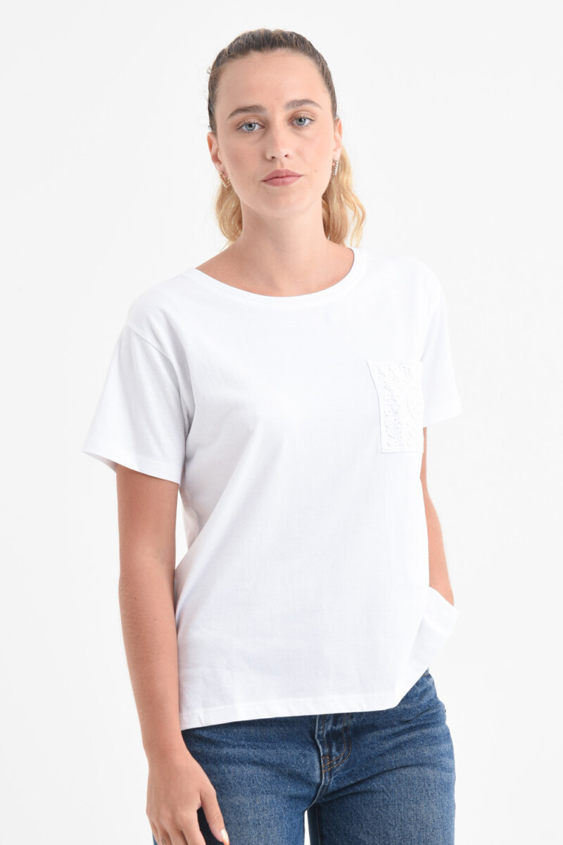 Camiseta manga corta boho - Blanco 