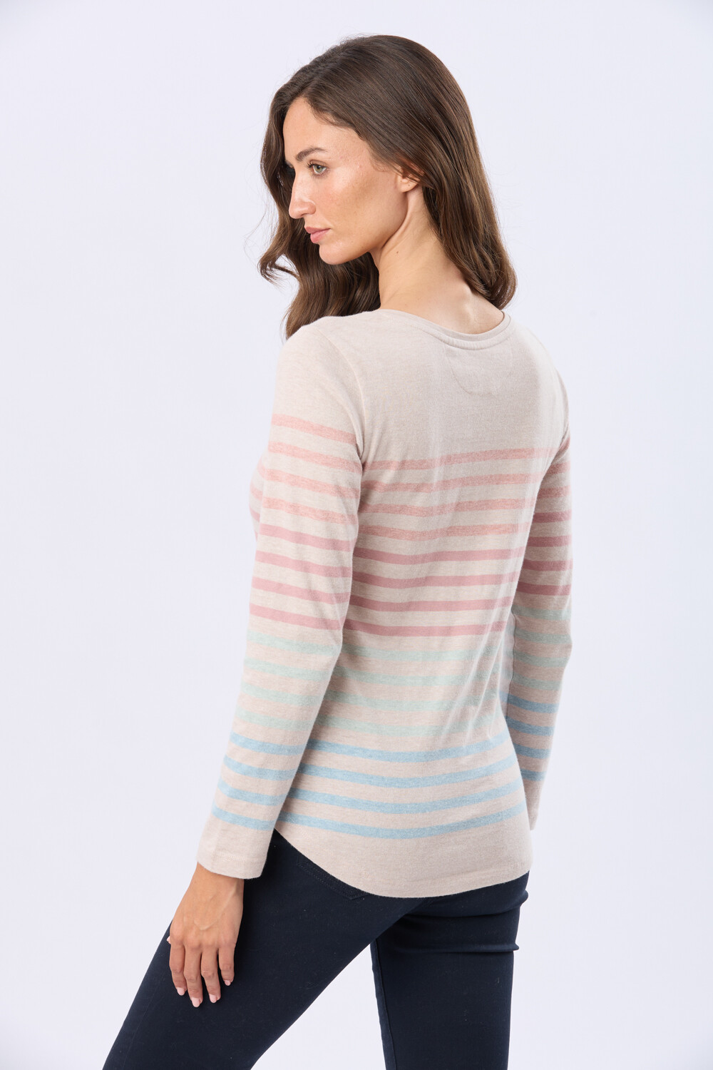 REMERA RAYADA DE ALGODÓN Beige