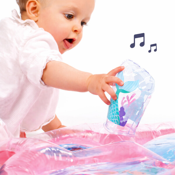 Alfombra Colchoneta Inflable De Agua Sensorial Bebé Sirenas Color Rosa