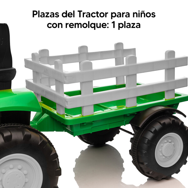Tractor Eléctrico A Batería Infantil Con Remolque TRACTOR ELECTRICO FL3388B VERDE AMARILLO
