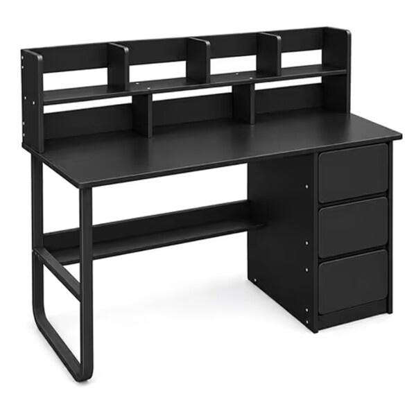 Escritorio 3 Cajones Con Estantes De Madera Y Metal Movi Esh0027m NEGRO