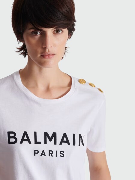 BALMAIN - T-SHIRT CLÁSICA ESTAMPADO PARIS Blanco