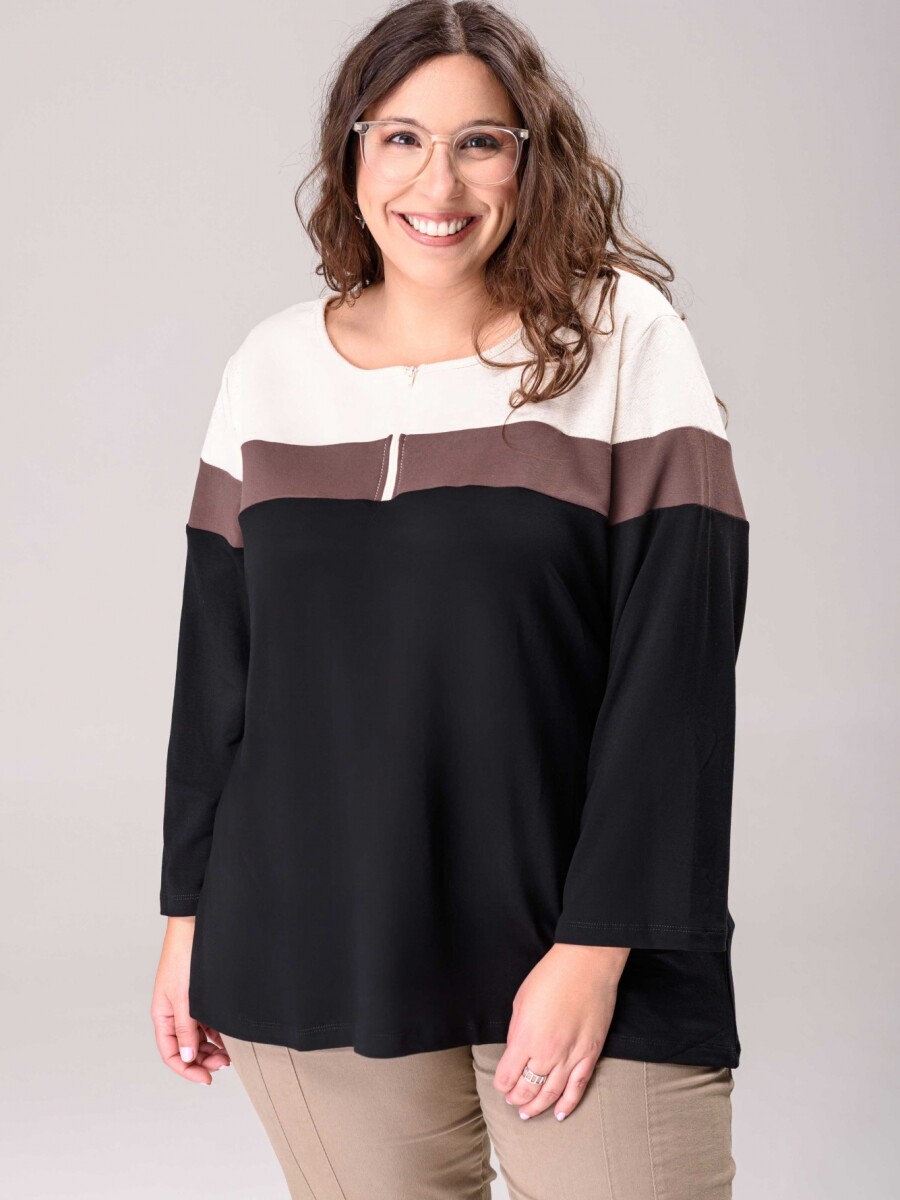 Remera cierre Beige| choco| negro