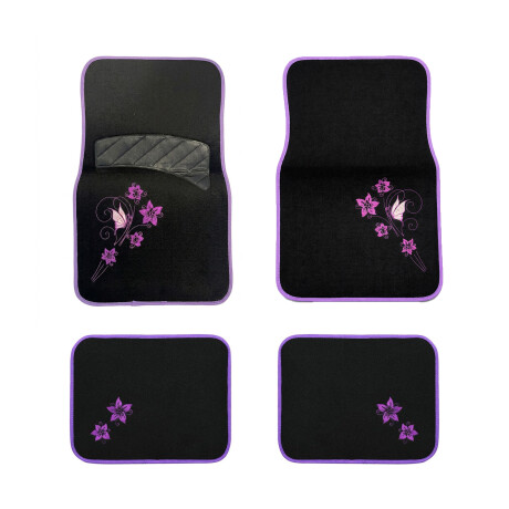 Alfombra Universal Negra De Fieltro Con Flores Violetas Alfombra Universal Negra De Fieltro Con Flores Violetas