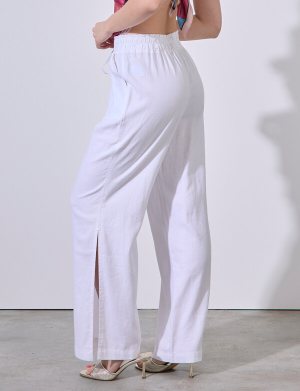 Pantalon Lino Wide BLANCO