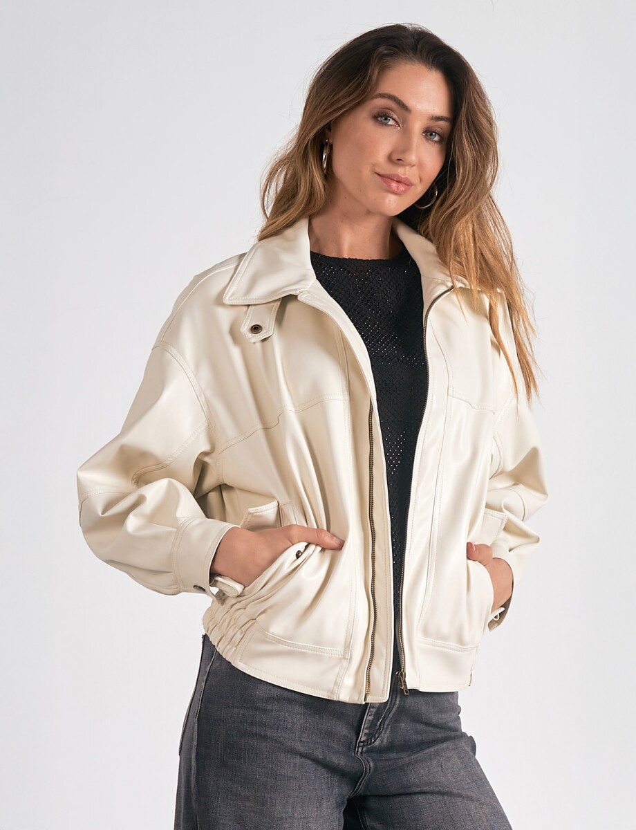 Chaqueta Bomber - Beige Claro 