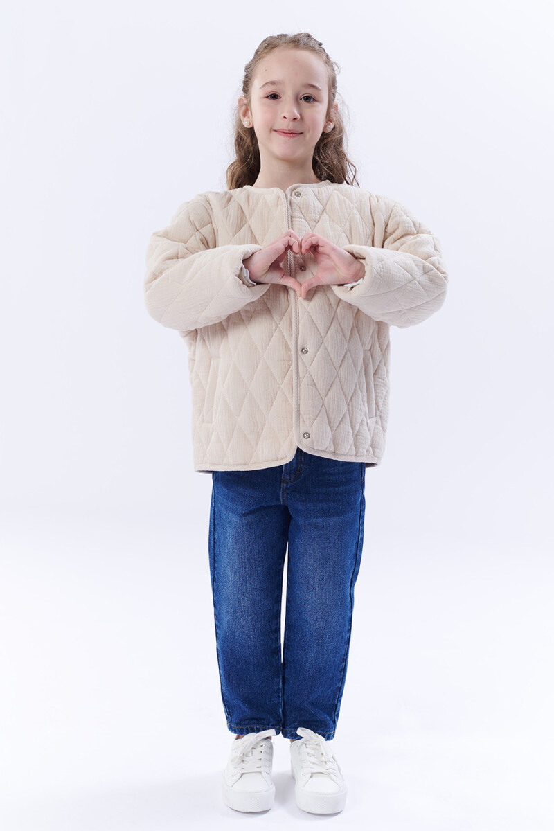 Campera capitoneada estampada Rayas Beige