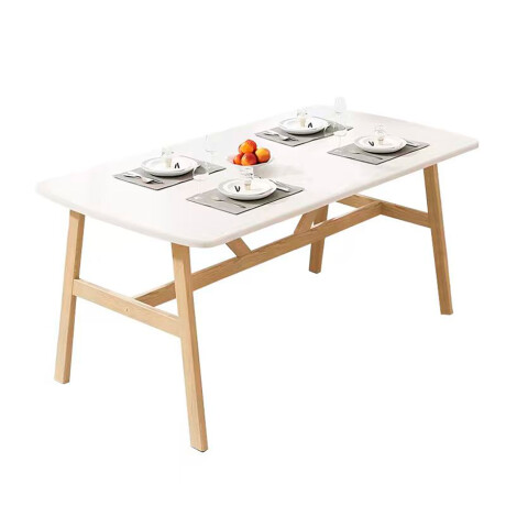 Mesa 120 x 80 cm Blanca / Natural 4 Patas Mövi 001