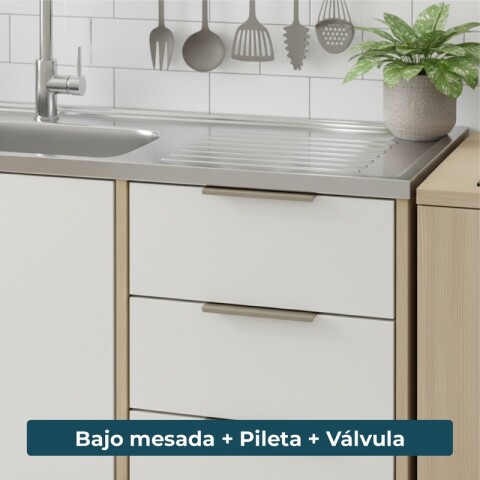 Bajo Mesada 120 cm 3 Puertas 2 Cajones Gloria MDP 15mm y Pileta Tramontina Central Bajo Mesada 120 cm 3 Puertas 2 Cajones Gloria MDP 15mm y Pileta Tramontina Central