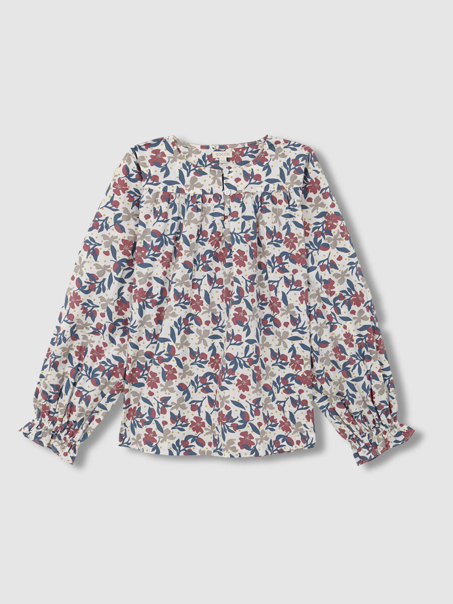 Blusa Flores Grandes Blanco Roto