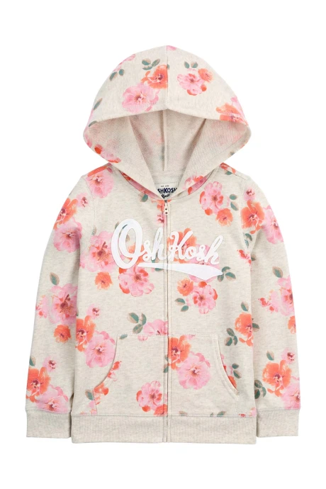 Campera de algodón, con capucha y logo diseño floral. Talles 6-14 Campera de algodón, con capucha y logo diseño floral. Talles 6-14