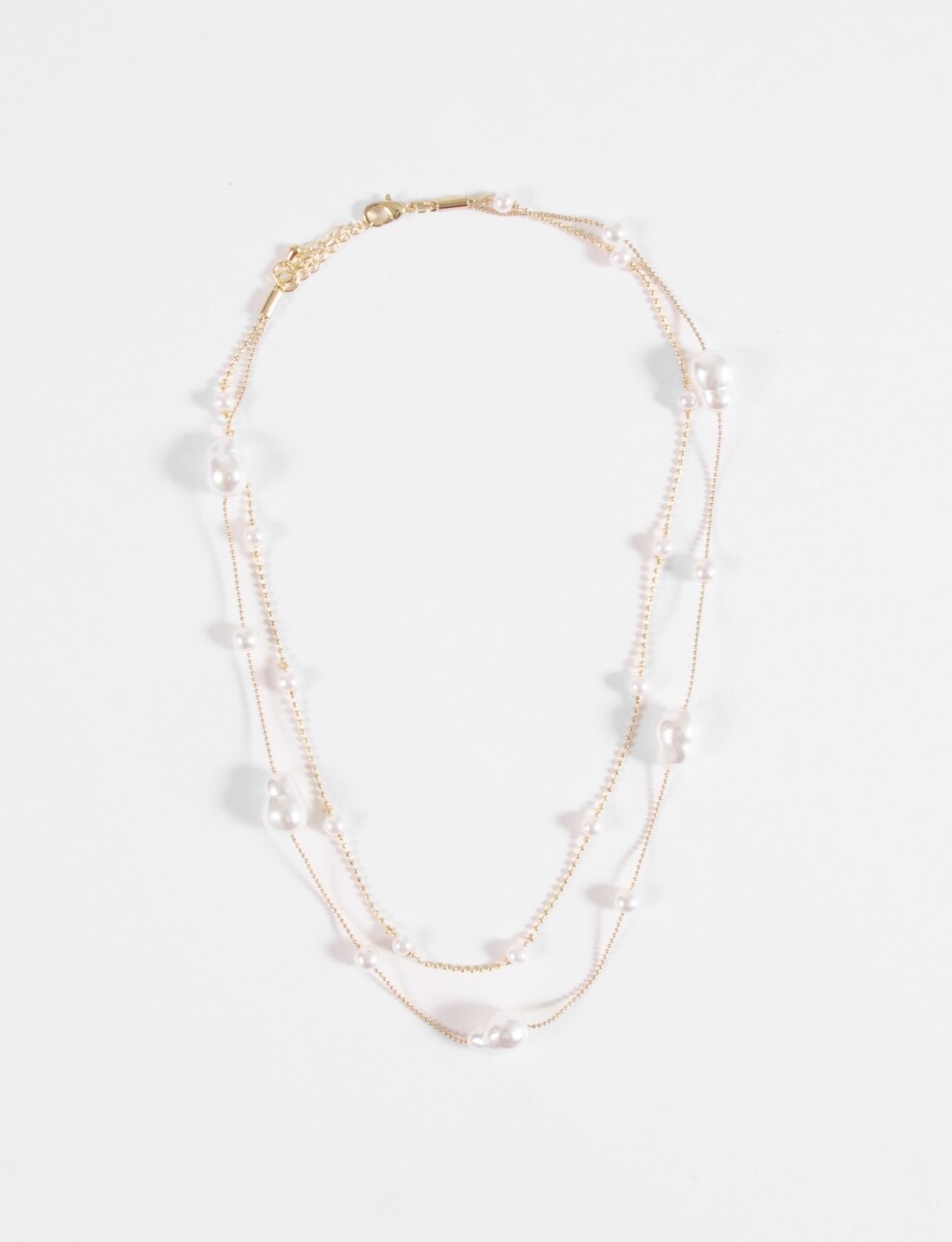 Collar doble perlas - dorado 