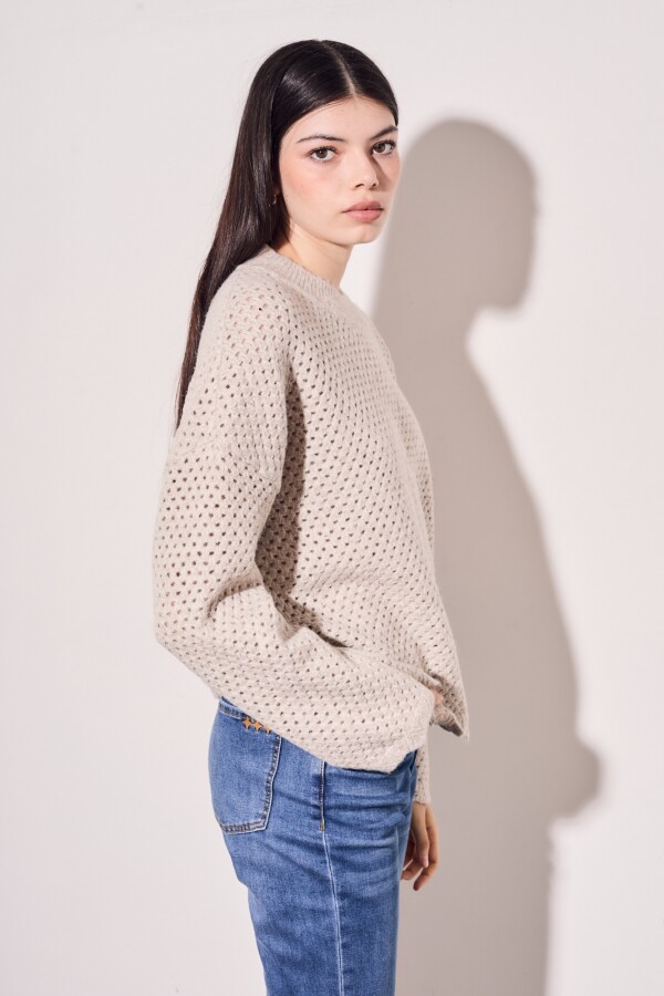 Sweater Texturado Lurex Beige Melange