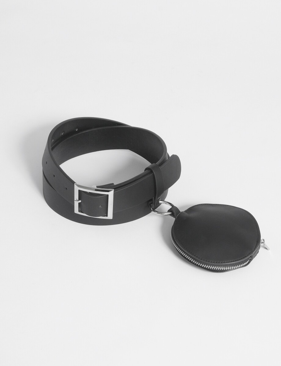 Cinturon con estuche circular removible - negro 