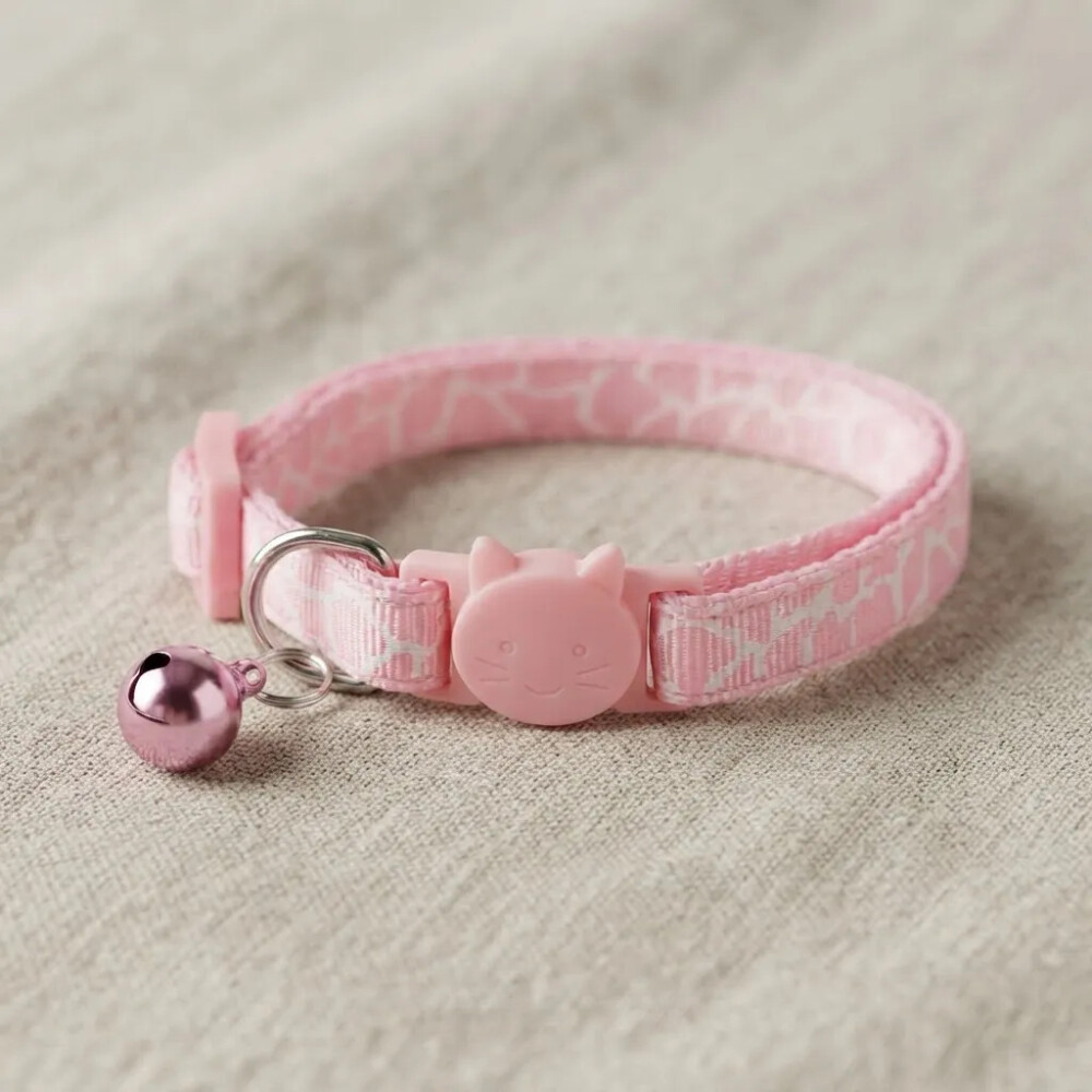 Collar Para Gatos Animal Print Con Cascabel ROSA