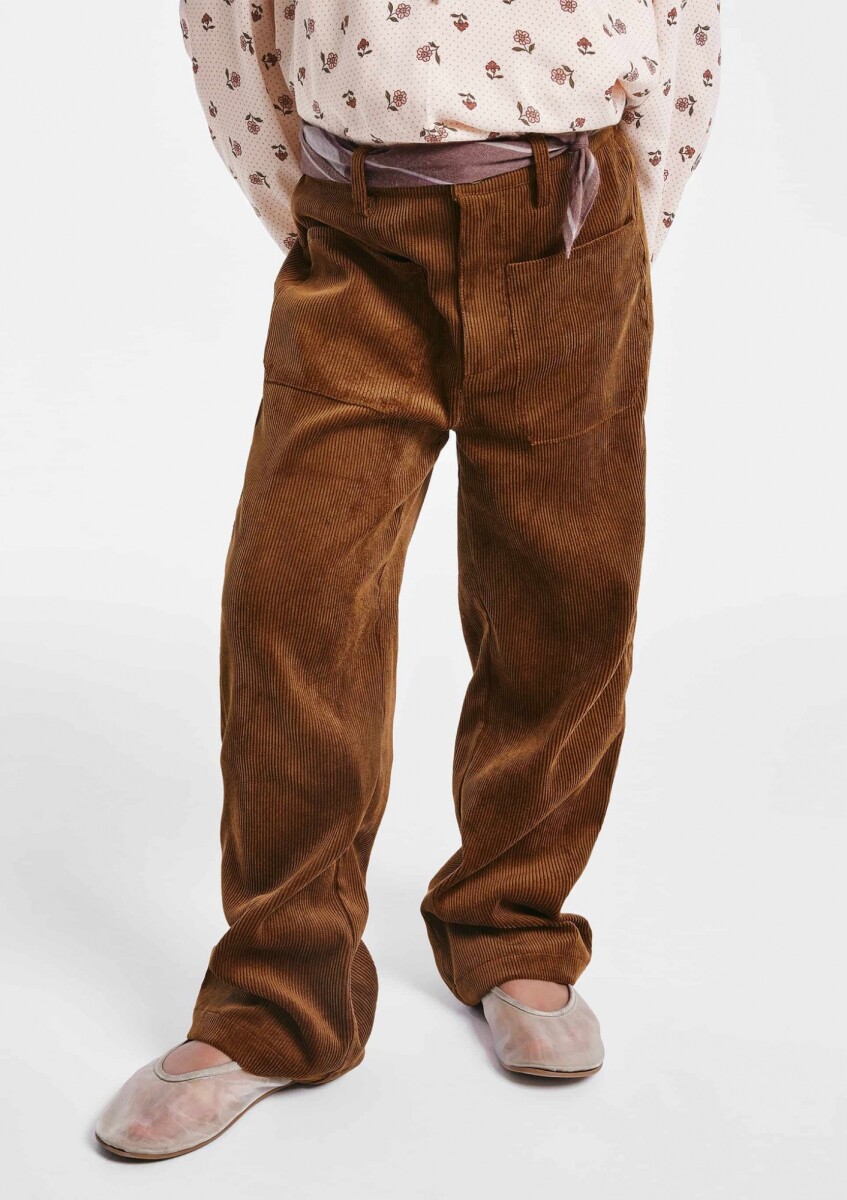 PANTALÓN DE PANA CON BOLSILLOS - MARRÓN 