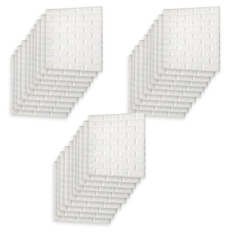30 Placas Revestimiento Pared Autoadhesiva 70x77cm Promo X30 Blanco