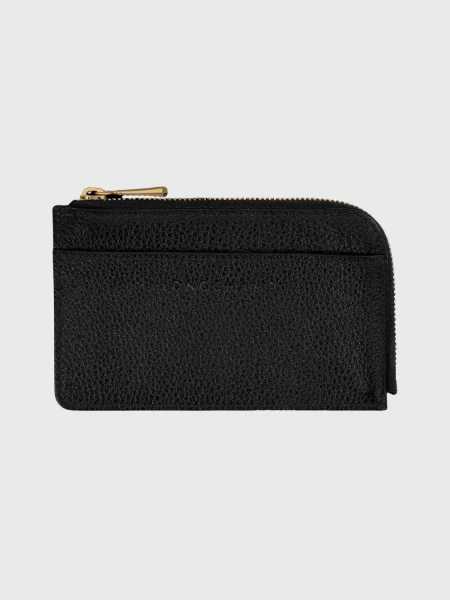 Longchamp - Tarjetero de cuero, Le Foulonné Negro