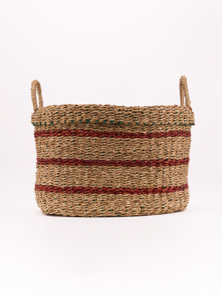 CANASTO OVALADO CON ASAS MARRON