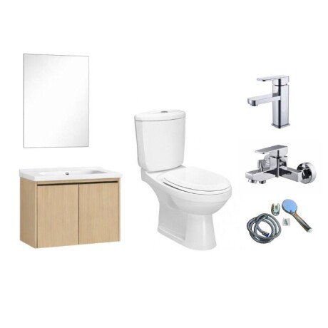 COMBO DE BAÑO INODORO CON MOCHILA + GRIFERIA DE DUCHA Y LAVATORIO + MUEBLE 60 CM CON MESADA DE LOZA Y ESPEJO COMBO DE BAÑO INODORO CON MOCHILA + GRIFERIA DE DUCHA Y LAVATORIO + MUEBLE 60 CM CON MESADA DE LOZA Y ESPEJO