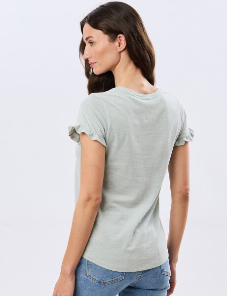 REMERA DE ALGODÓN CON VOLADO Verde