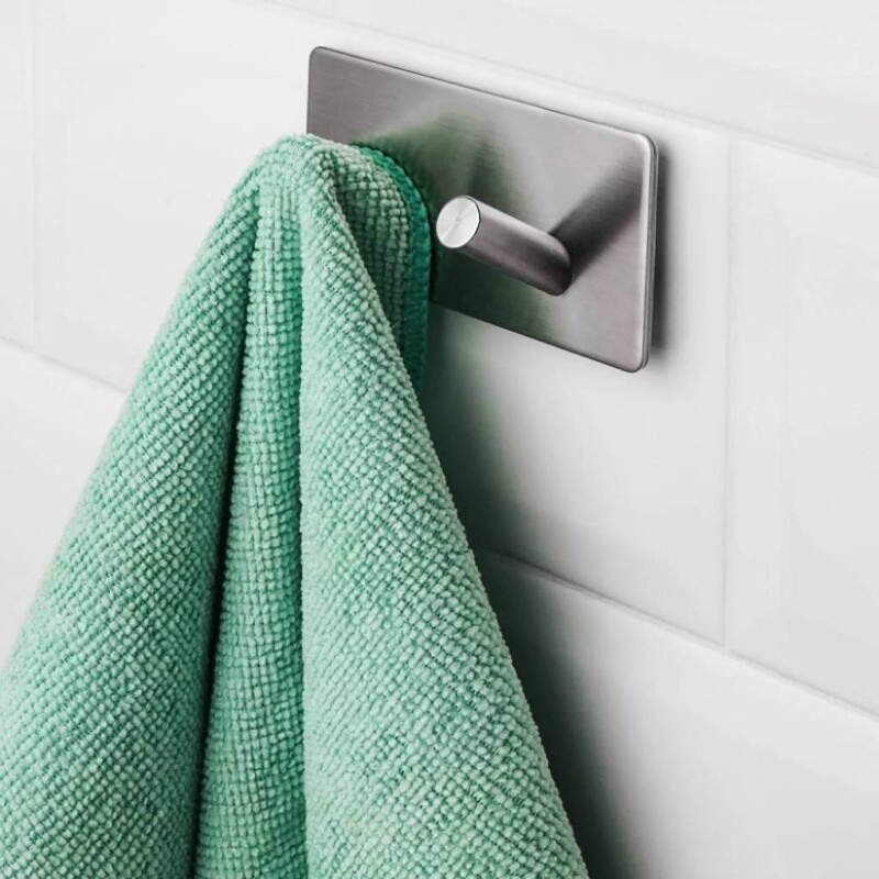 Gancho autoadhesivo doble acero inoxidable para pared Gancho autoadhesivo doble acero inoxidable para pared