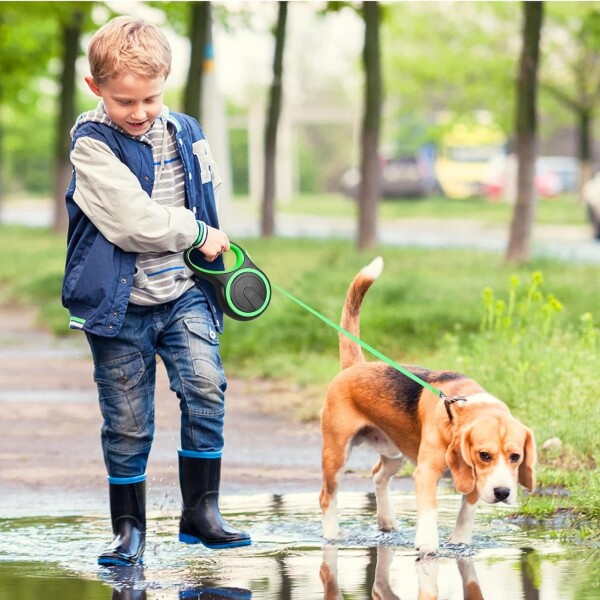 Correa Extensible 3 Mts Retractil Hasta 15Kg Perro Mediano Variante Color Verde Negro