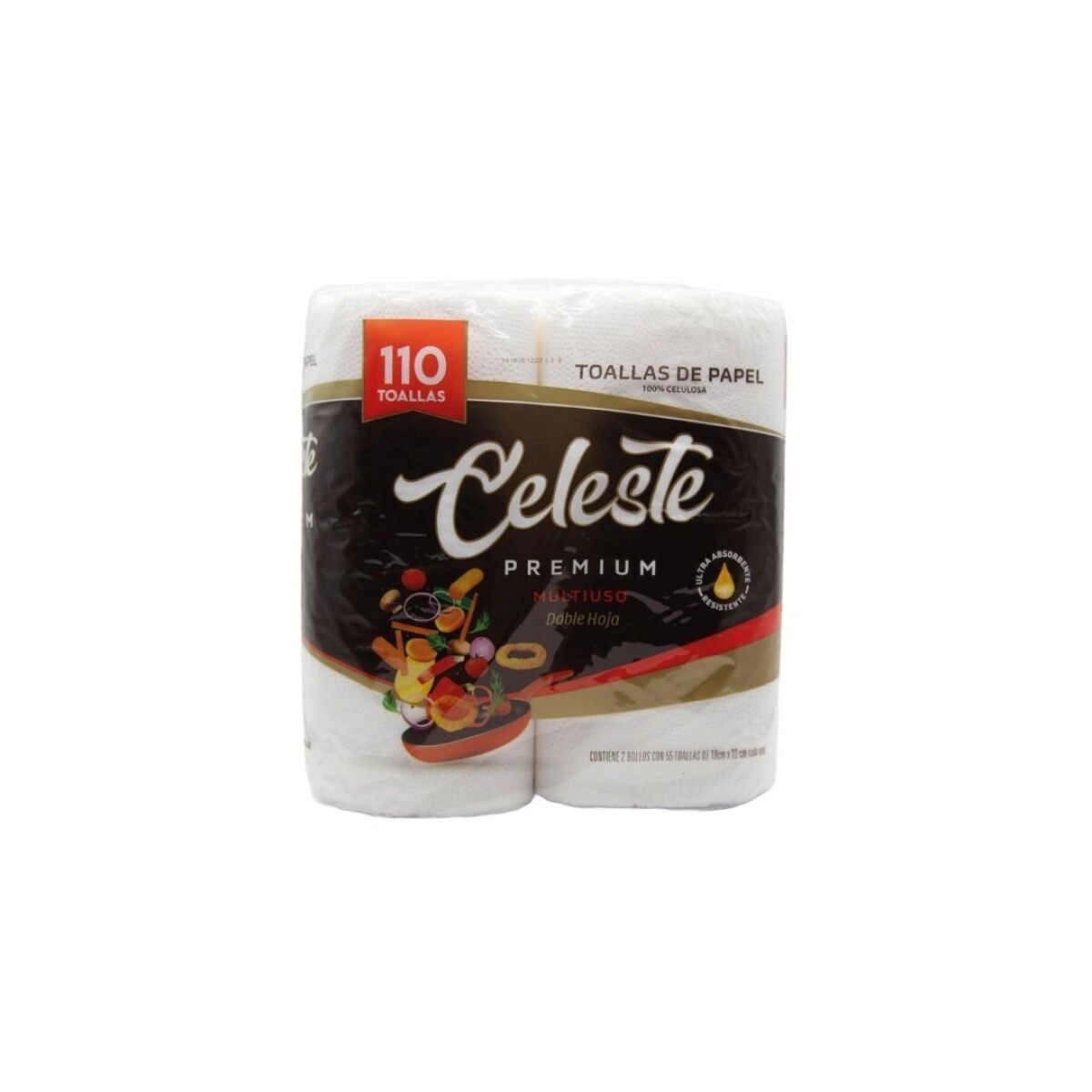 Rollo de cocina Doble Hoja Celeste - Pack x 2 unidades de 110 toallas 