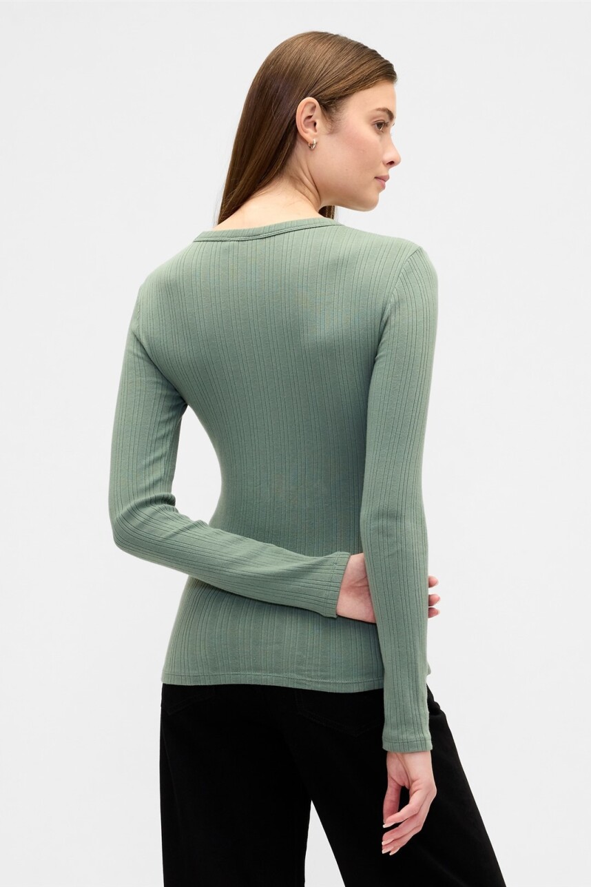 Remera Rib Mujer Laurel Wreath Grn 17-6