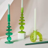 Porta velas de vidrio en colores alto verde