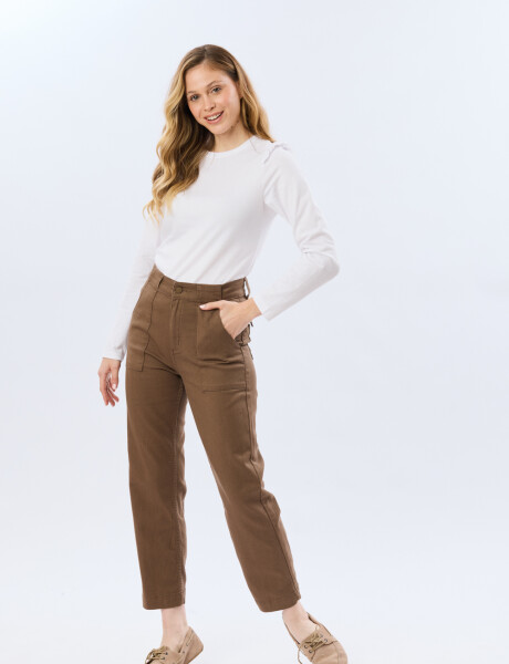 PANTALÓN DE GABARDINA Marron