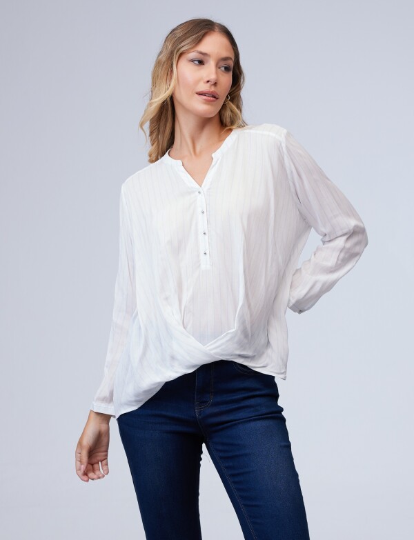 Blusa Lineas Botones BLANCO/AZUL