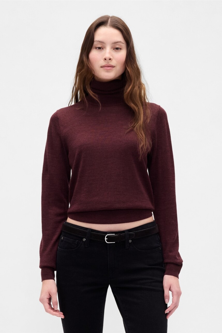 Buzo Polera Merino Mujer Tuscan Red