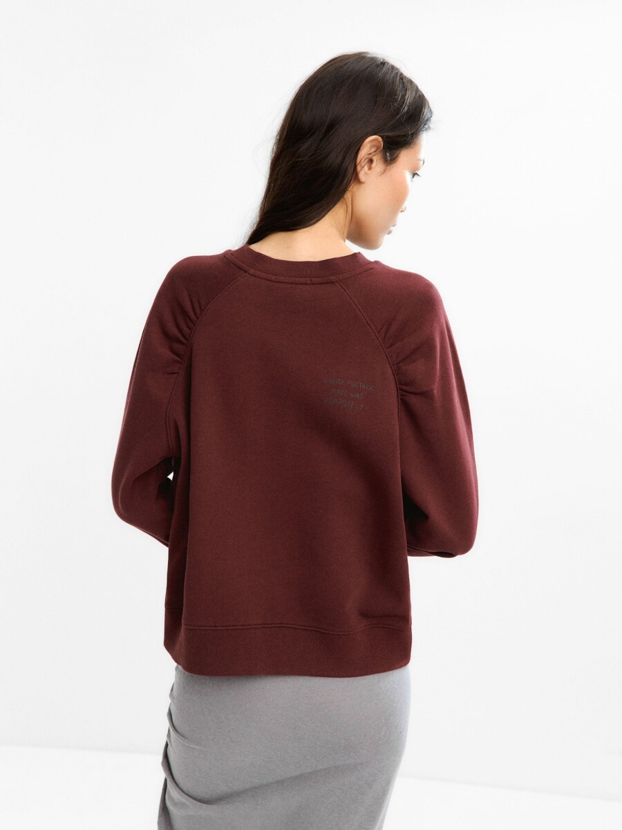 Sudadera 100% Algodón Con Frunces burdeos