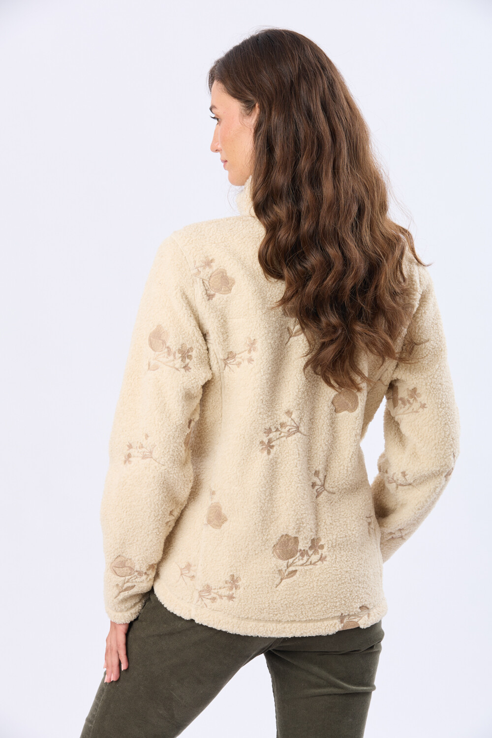 CAMPERA CORDERITO BORDADA Beige