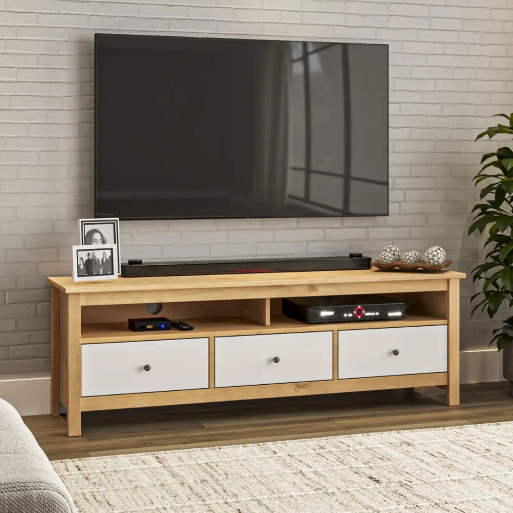 Rack TV 3 Cajones Madera Natural - Mari Blanco