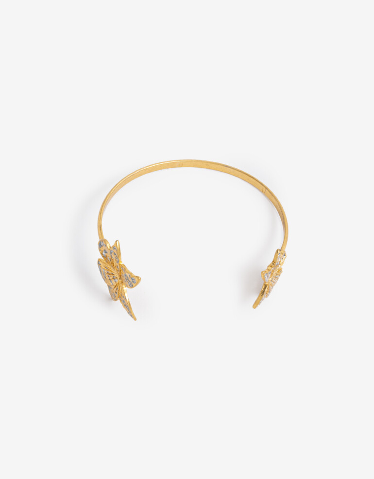 Brazaletes Metal Brazalete Mariposa - Dorado Oro Cepillado Mate